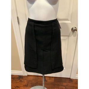 No. 21 Black Knee Length Pencil Skirt w/ Panels & Lace Hem, Size 6 (US) 42 (IT)
